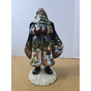 2001 Holiday Elegance MSI Irving Enamel Brass Christmas Santa Claus Painted